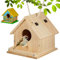 Bird House Kit, Wooden Bird Houses to Paint and Build, DIY Wooden Birdhouse Kits with Brush, Screwdriver, Mounting Screws and 6 Colors of Paint for Kids 3+