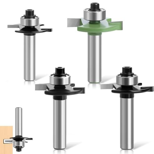 Fräser für Oberfräse, 4 Stück ScheibennutfräSer für Oberfräse Nutfräser 8mm Schaft Feder Fräser Set mit Kugellagern Werkzeuge für Holzbearbeitung 2mm, 3mm, 4mm, 5mm