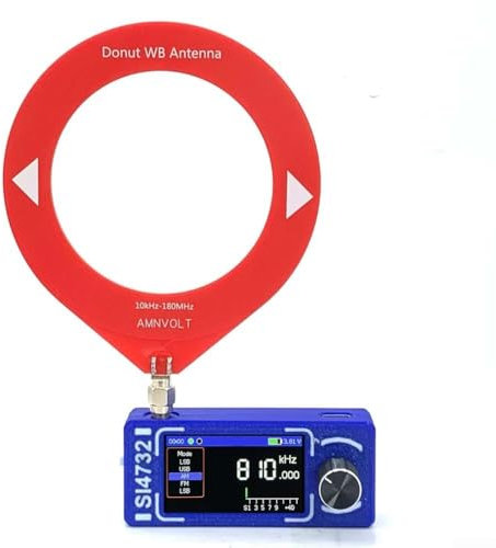 Radio MINI SI4732, receptor de radio de bolsillo SI4732 con pantalla IPS de 1.9 pulgadas con una antena de bucle portátil compatible con modos FM AM (para MW y SW) y SSB (LSB y USB) (antena de bucle