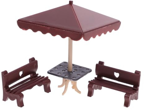 1 Satz Gartenmöbel mit Schirm Teiliges Puppenhaus Zubehör für Sandtisch Dekoration und Mini Szenen für Kreative Bastelarbeiten und Fotorequisiten