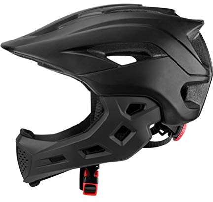 Aoaoy Cosco Fahrradhelm für Kinder, mit abnehmbarem Kinnschutz, leicht verstellbar und für Kinder, Cosco Sicherheitshelm für Fahrrad, Schwarz