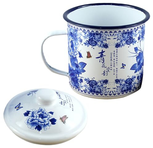CHICAMPERA Retro Emaillebecher 500ml aus Emaille für Zuhause und Büro | Sorgfältig Poliert, nicht Leicht zu Verblassen, Wiederverwendbar, Verarbeitung, 500ml, Schlicht