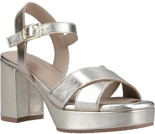 Hush Puppies Ophelia Leather Heel Suede Women's Gold Sandals - UK 4