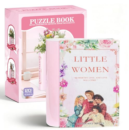 KRYSTHIA 3D Puzzle Vase for Adults, 3D Puzzle Book Vase for Flowers, 120 Pcs 3D Puzzles Planter for Kids Ages 8-13, Unique Vases for Book Decor, Books Lover Gifts for Women(Little)