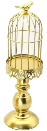 Bosiyrggrl Vintage Bird Cage Candle Holder Wedding Table Decoration Props Wedding Decoration Metal Iron Candle Holder Easy Install,Gold,L