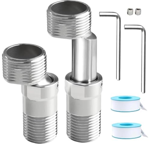 HARY 2 Stück S Anschluss 360 Grad Verstellbare Wasserhahn Adapter 304 Edelstah Duscharmatur S Anschluss für Badezimmer, Küchen und Waschbecken