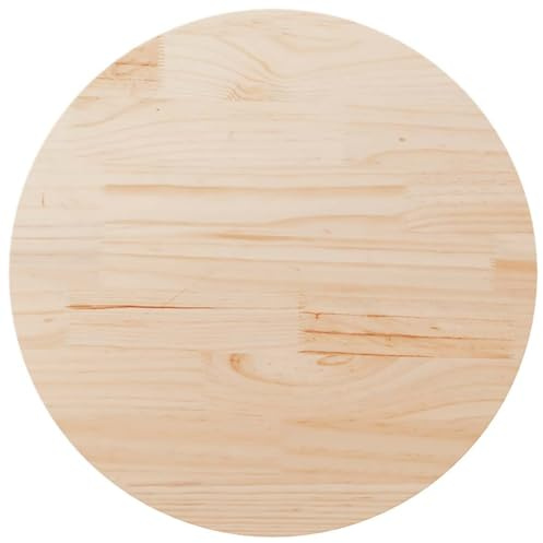 Owoxanthellate Tischplatte Kiefer 90 cm rund unbehandelt Massivholz Robustes Schreibtischplatte Esszimmer Couchtischplatte Modernes Design für Küche Büro Wohnzimmer