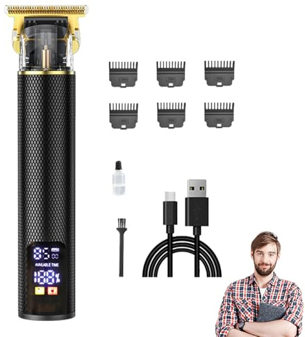 Tondeuse à cheveux pour homme - Tondeuse électrique sans fil | Kit de coupe de coiffeur professionnel avec écran LED, ensemble de coupe de cheveux pour femmes ou , doré, argenté, noir et gris