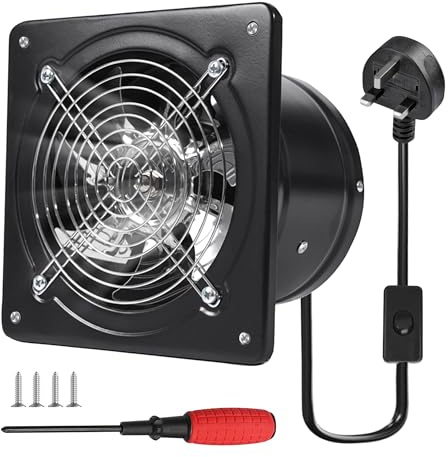 Vegena 6 Inch/150mm Kitchen Extractor Fan, Kitchen Exhaust Fan, 600m³/h Stainless Steel Ventilation Fan, Wall Mounted Exhaust Fan, Metal Extractor Fan for Bathroom, Kitchen, Garage