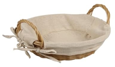 Kesper | Brotkorb mit Textilfutter, Kunststoffgeflecht, abnehmbar | Ø 23 x H 6 cm | Brötchenkorb, Servierkorb für Haushalt & Gastronomie | 17682