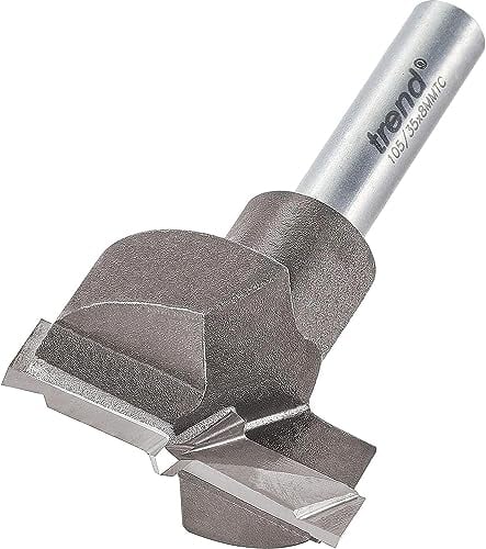 Trend TCT 35mm Circular Hinge Recessing Router Machine Bit, 8mm Shank, Tungsten Carbide Tipped, 105/35X8MMTC