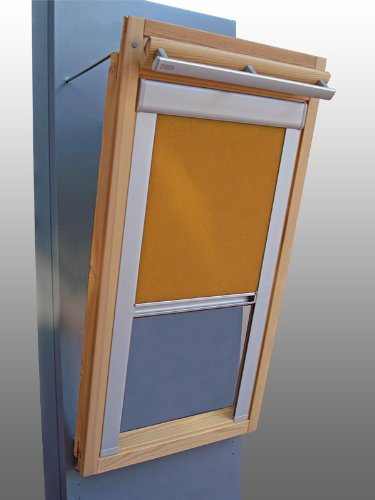 Verdunkelungsrollo Rollo Thermo gelb mit Seitenschienen für Velux DKL Y-EP VL Y,VU Y,VK,VKU Y85 ALU