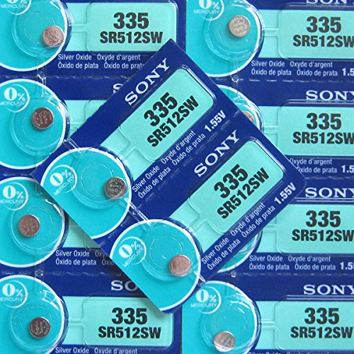 Sony 10 x 335 Sr512sw 0% Mercure Oxyde d'argent Piles de Montre [Lot DE 10]