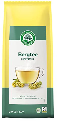 Lebensbaum Bergtee, Bio Kräutertee, Tee aus 100% getrockneten Blüten, angenehm würzig und herb im Geschmack, loser Tee, 30g