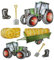 8 TLG. Set: 3-D ! Wandtattoo/XL Sticker aus Pappe - Traktor Bauernhof - selbstklebend Aufkleber/Wandsticker Auto Traktoren Landmaschine auch als Fensterst..