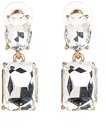 Yazilind Schmuck Versilbert Rectangle Champagne Voll Zirkonia CZ Flawless Lange Baumeln Ohrringe