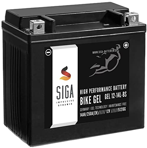 SIGA GEL Motorradbatterie 12V 14Ah 250A/EN Batterie YTX14L-BS GTX14L-BS GEL12-14L-BS 65958-04A HVT3