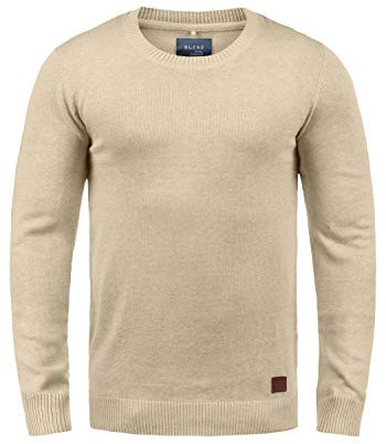 Blend BHLars Herren Strickpullover Feinstrick Pullover mit Rundhals-Ausschnitt Baumwollmischung Regular fit, Größe:XL, Farbe:Sand Mix (70810)