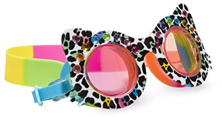 Bling 2O Schwimmbrille in Katzenform für Kinder, Anti-Beschlag, auslaufsicher, rutschfest und UV-Schutz, lustiges Wasserzubehör mit Hartschalenkoffer