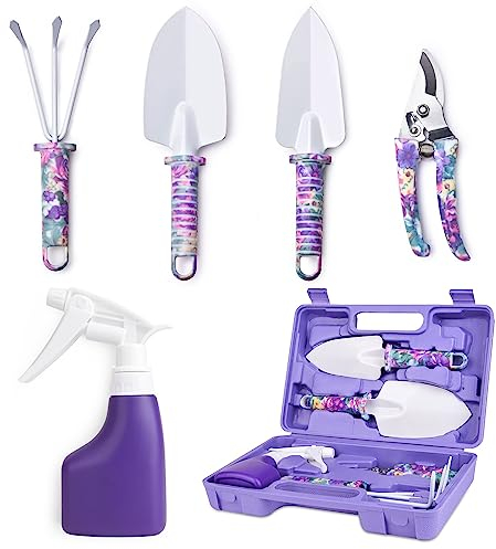 WOLFWILL Gardening Tools-Garden Tools Set for Women,5 Pieces Lightweight Gardening Tools Kit Non-slip Handle,Garden Hand Tools,Best Gifts for Mother's Day.