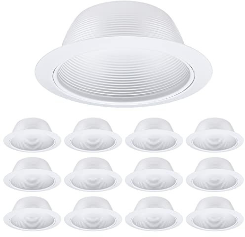 12 unidades de 6 pulgadas empotrables para latas con persiana de metal blanco, para 6 pulgadas de latón empotrado, anillo de hierro desmontable incluido, ajuste HaloJuno Remodel carcasa empotrada,