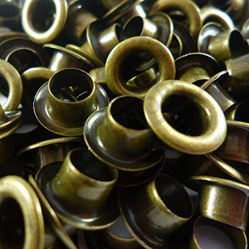 Abbeytops Eyelet with Washer Leather Craft Repair Grommet 3mm 4mm 5mm 6mm 8mm 10mm 12mm & 14mm (5mm, Antique Brass)