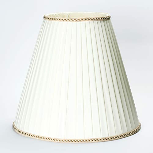 Großer Ersatz Lampenschirm 56cm Stoffschirm mit Aufnahme oben 12mm Schirm Stoffschirm creme mit brauner Borte
