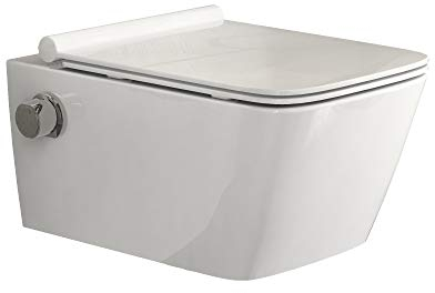 SSWW | Toilette mit WC-Dusche, Taharet mit Softclose & Nanobeschichtung, weiße Keramik, ohne Spülrand | 54,5 cm lang