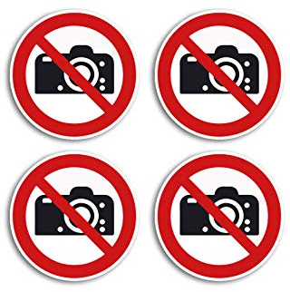 4 Stück Premium Aufkleber Fotografieren verboten Hinweis Rund Witterungs- und UV-Beständig