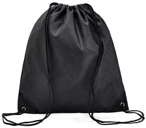 Uteruik Faltbarer Rucksack mit Kordelzug, Sporttasche, Turnbeutel, Studentensack, Wäschesack, PE-Material, Einkaufstasche für Reisen, Schule, Outdoor, 1 Stück (schwarz)