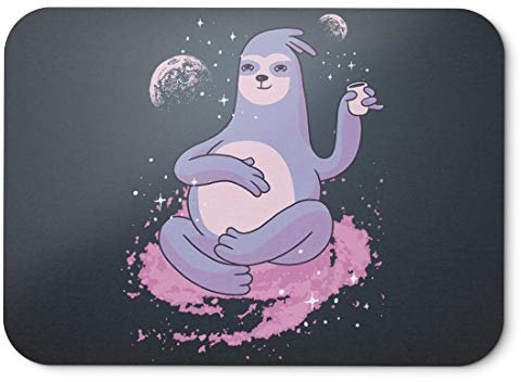 BLAK TEE Space and Galaxy Sloth Mouse Pad 18 x 22 cm in 3 Colours Black