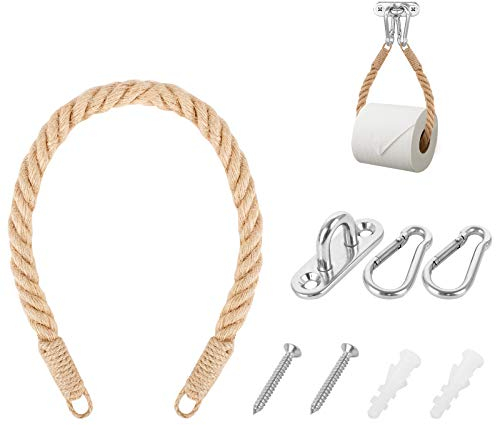 Jubaopen Support de Rouleau Corde, Porte-Serviette en Corde de Chanvre pour Salle de Bain et Cuisine, Porte Rouleau Papier Toilette Support de Rouleau de Serviette Toilette