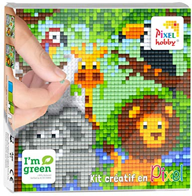 PIXEL- Bild zum Basteln, 12 x 12 cm, Safari, PX44001