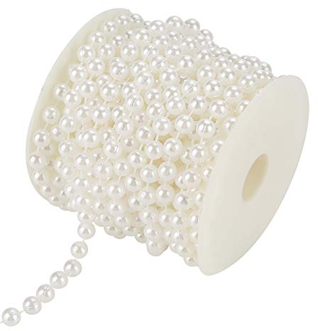 Socobeta Perlengirlande Rose Perle Kette Dekoration Hochzeit, Weihnachtstag, Fenster, ABS-Imitationsperle, Rund, Weiß, Beige
