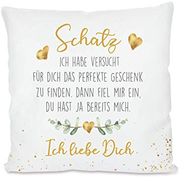Manufaktur Liebevoll I Kissen mit Sprüchen I Besondere Geschenkidee als Dankeschön, zum Geburtstag und zu Weihnachten (Motiv Schatz ich Habe versucht)