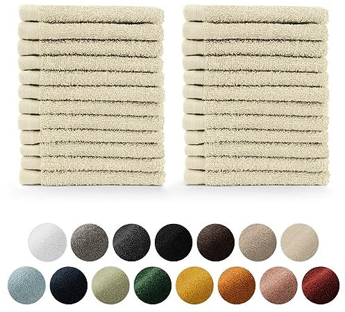 Blumtal - Lot de 24 Serviettes de Toilette - Visage, Débarbouillette, Main - Douces Et Absorbantes - 100% Coton - Certifié Oeko-TEX® - Sable