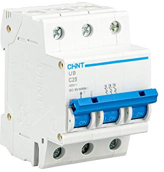 CHINT Interruptor Automatico Magnetotermico Gama UB 1P 3P 4P Domestica Curva C (3 Polo, 25A)