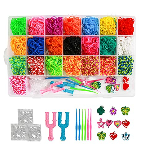 ONECK Gummibänder DIY Kit mit 4400 Gummibänder und Zubehör Gummiband Bänder Kit Loops Gummis Gummiarmbänder zum Basteln