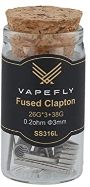 Vapefly Fused Clapton SS316L Prebuilt Coil für e-Zigarette, 0,2 Ohm, 6 Stück