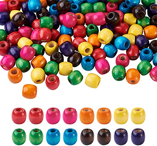 Craftdady Abstandshalter aus Holz, mit großem Loch, Naturholz, Rondelle, Trommel, Dreadlock-Haar, Zopfperlen, 16–17 mm, für Makramee, Schmuck, Basteldekorationen, Loch: 8 mm, 240 Stück