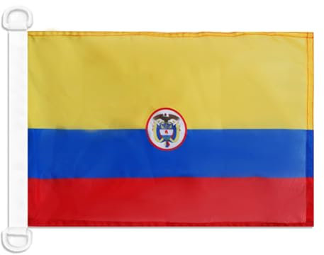BANDERA NAUTICA PABELLÓN DE GUERRA COLOMBIA 45x30cm - Pabellón de conveniencia COLOMBIANA - PABELLÓN NAVAL 30 x 45 cm anillos - AZ FLAG