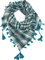 fashionchimp Damenschal mit Zier-Quasten und Muster-Mix Stickerei, Fransen-Schal, Dreieck-Tuch (Karo-Petrol)