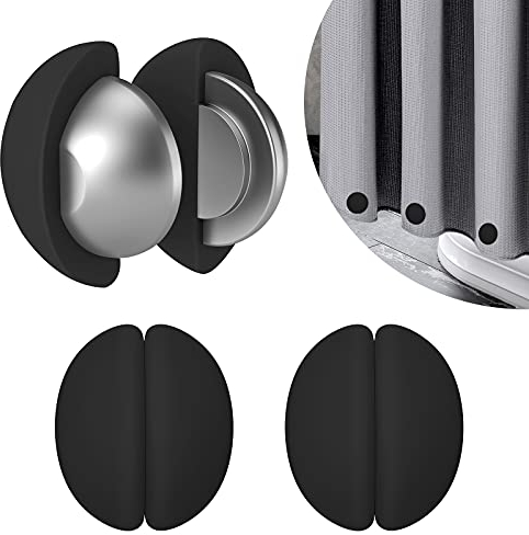 VANZAVANZU Duschvorhang Gewichte, Rostfrei, Duschvorhangmagnete mit Silikonbeschichtung Gegen Wegwehen durch den Wind 3 Paar,schwarz