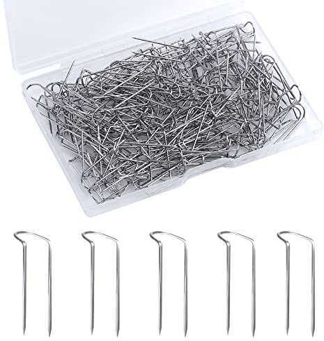 Savita 150 Stück Stecknadeln, Doppelt Blockierende Patchwork Stecknadeln in U-Form für Stoff Gerade Gebogene Bastelnadeln zum Nähen von Stoffen Wohnkultur Schmuckherstellung (0,9 Zoll/ 2,3 cm lang)