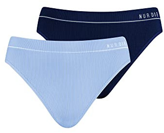 Nur Die 2er Pack Retro Slip Mehrfarbig sportlich Unterhosen aus Baumwolle Unterwäsche Damen, Marine/HELLBLAU, S