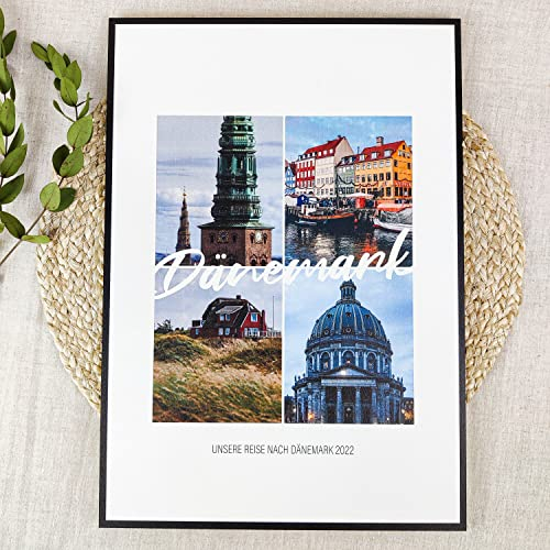 Elbeffekt Wandbild - Holzbild - personalisierbar zum Hinstellen/Aufhängen opt. beleuchtet Dänemark Souvenir, Wohnzimmer, Schlafzimmer, Küche, Badezimmer