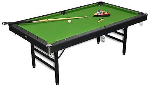 DEVESSPORT Billardtisch, zusammenklappbar, 7 Füße, Metallbeine, 213 x 120 x 81 cm, Billard für Erwachsene, ohne Rückkehr der Kugeln, komplettes Zubehör, Stoff, lange Lebensdauer