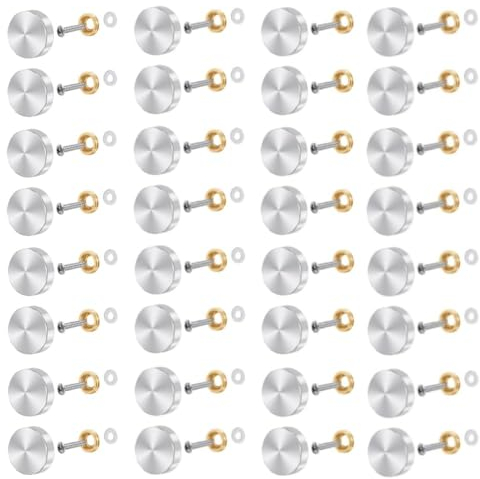 Lot de 40 vis de miroir avec capuchon décoratif pour miroir, tables, plaques de bain, armoires, panneaux en verre en acier inoxydable, clous miroir en laiton chromé