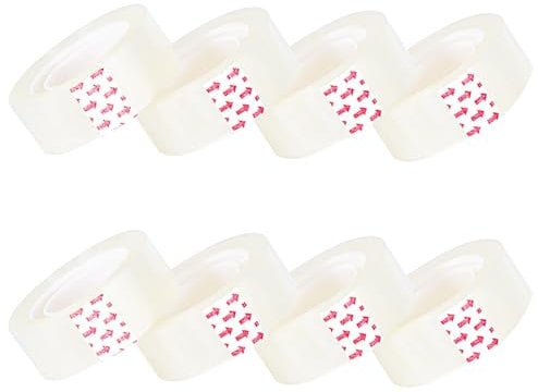 8 Rolls Clear Sticky Tape 18mm x33m, Sellotape Dispenser Tape Refills - Sellotape Roll Transparent Tape Daily Stationary Use Cellotape at Home School and Office