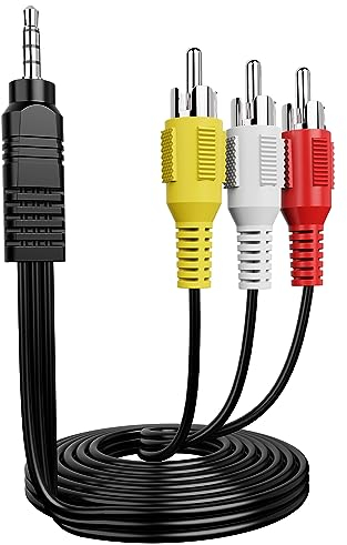 FAWETTY 3.5 mm to RCA AV Camcorder Video Cable,3.5mm 18 TRRS Male to 3 RCA Male Plug Adapter Cord for TV,Smartphones,MP3, Tablets,Speakers,Home Theater - 5ft1.5M